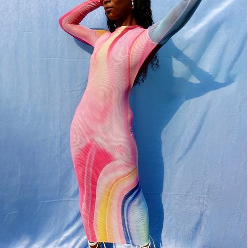 MOONGATE Long Sleeve Gradient Maxi Dress YesStyle