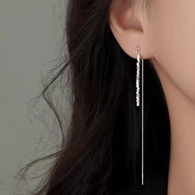 Parskletie-925 Sterling Silver Bar Threader Earring