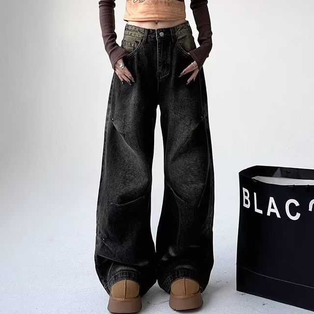 Rosesand-Jean large taille basse délavé