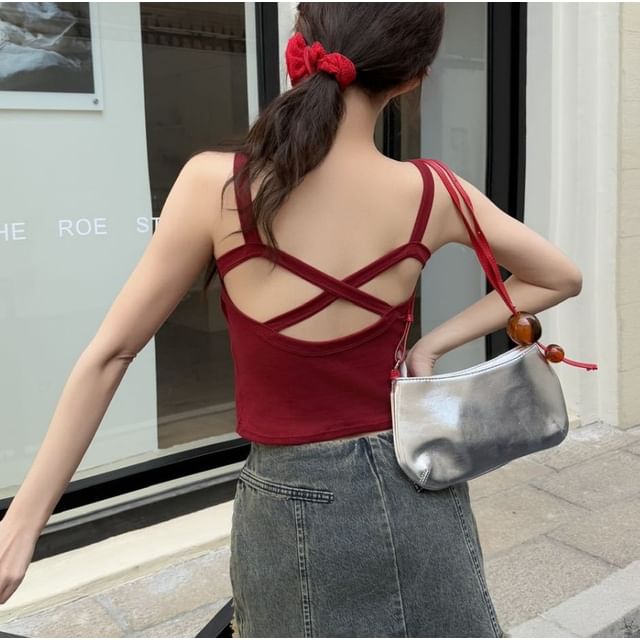 Wildery-Cutout Back Plain Camisole Top