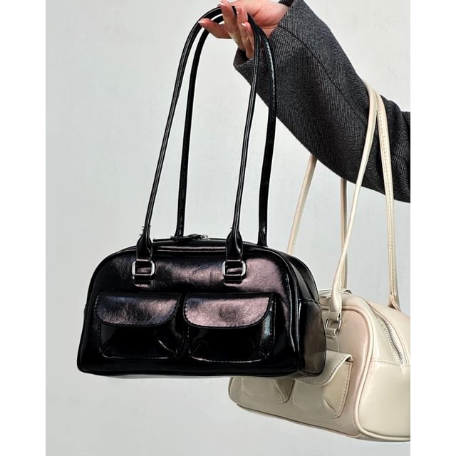 Bolso-Faux Leather Plain Shoulder Bag