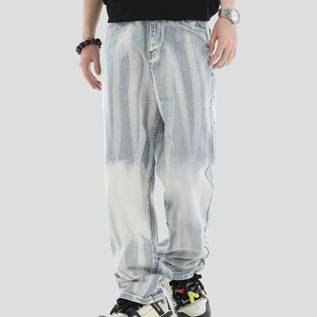 INStudio-Mid Rise Washed Straight Leg Jeans