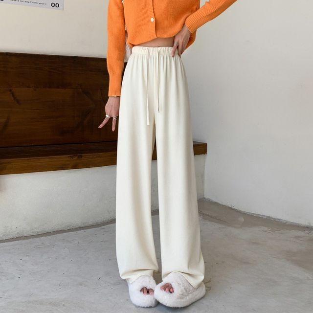 OGAWA-Pantalon de jogging droit à taille haute et cordon de serrage