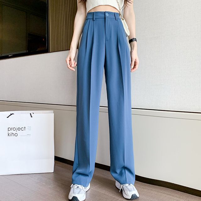 Vuvuzela - High Waist Loose Fit Dress Pants | YesStyle Vuvuzela - High Waist Loose Fit Dress Pants | YesStyle