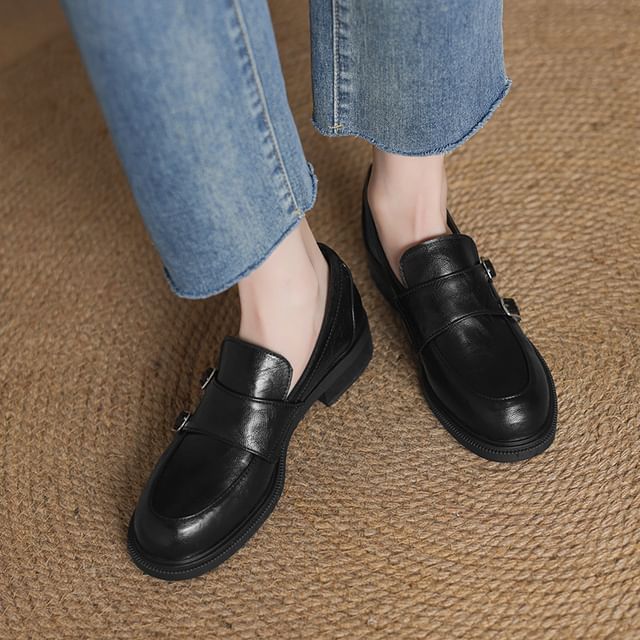 Megan-Low Heel Plain Loafers