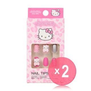 Santan - Sanrio Hello Kitty Leopard Print Nail Tips 2pcs Bundle Set