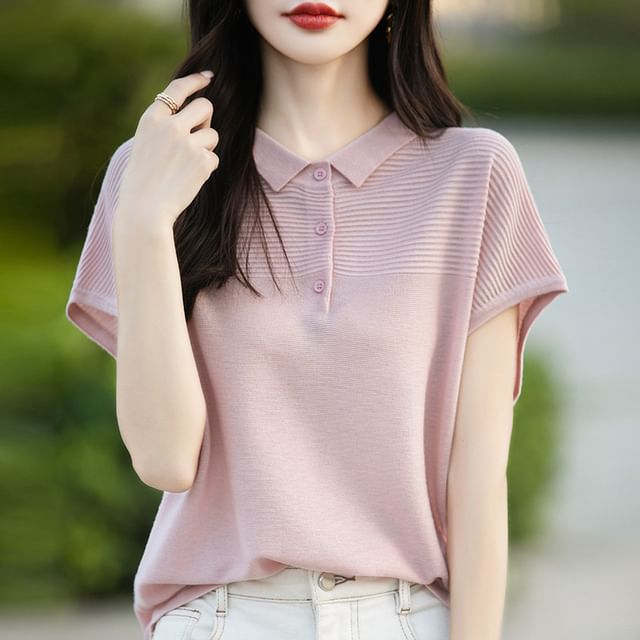 Weelop-Short-Sleeve Knit Polo Shirt