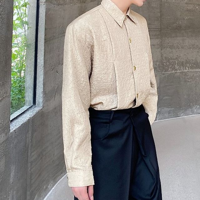 ravewider-Long-Sleeve Plain Shirt