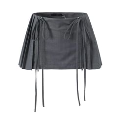 Bazer - Minifalda con Cordón Plisado Liso de Cintura Baja