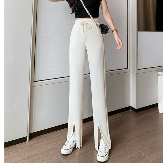 Everose-Slit Wide-Leg Pants