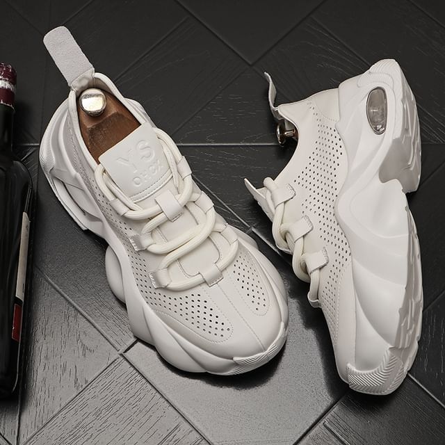 Mr Ozera-Platform Plain Lace Up Sneakers