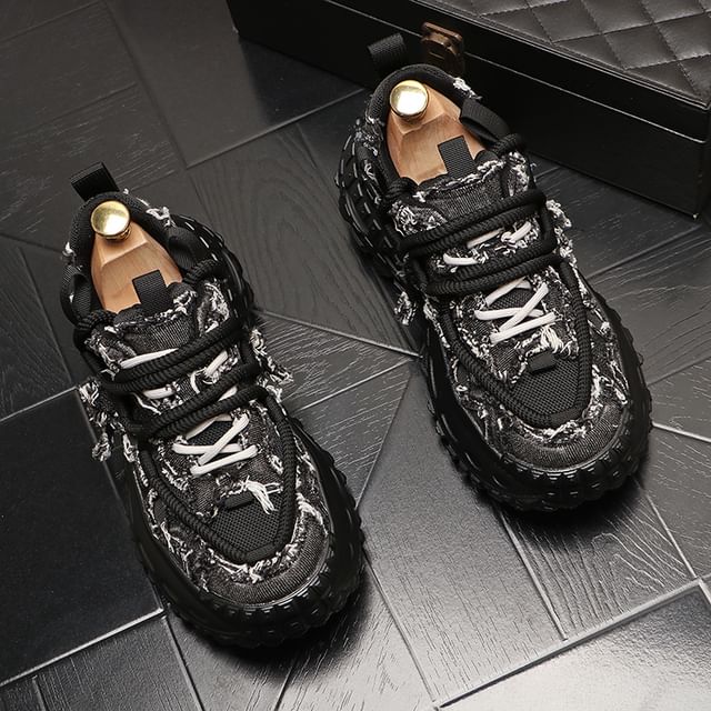 Mr Ozera-Platform Denim Lace Up Sneakers