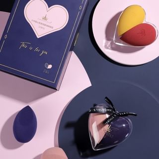 Heart Makeup Blender Beauty Sponge Set with Storage Rack - 2 Types