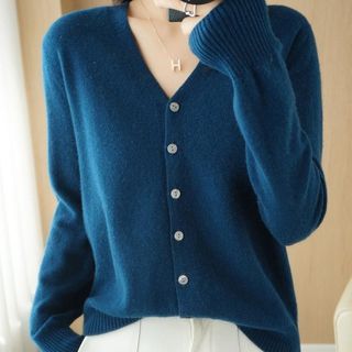 Gistinty V-Neck Button-Up Plain Cardigan Sale