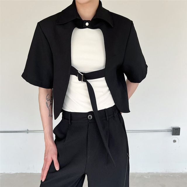 ravewider-Short-Sleeve Tie-Strap Jacket