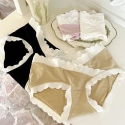 Cloud Lily - Bow Print Lace Trim Panty
