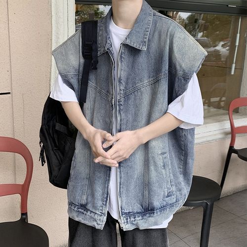 Zip up outlet denim vest