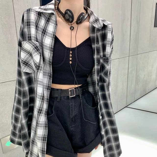 Iduna-Long-Sleeve Plaid Shirt