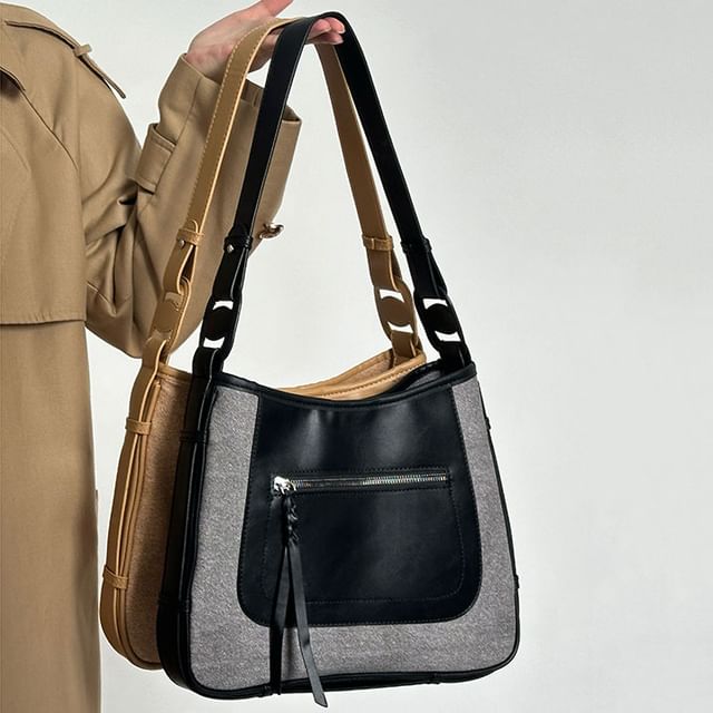 Bolso-Faux Leather Two Tone Shoulder Bag