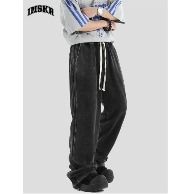 Banash-Drawstring Waist Loose Fit Jeans