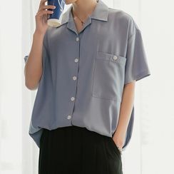 CHIC ERRO - Short-Sleeve Plain Shirt CHIC ERRO - Short-Sleeve Plain Shirt