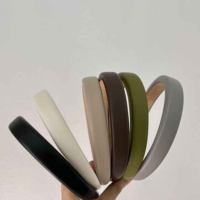 Sesori-Plain Faux Leather Headband