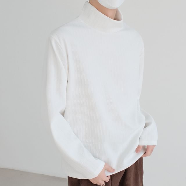 DAZO Studios-Mock Neck Long Sleeve Plain T-Shirt