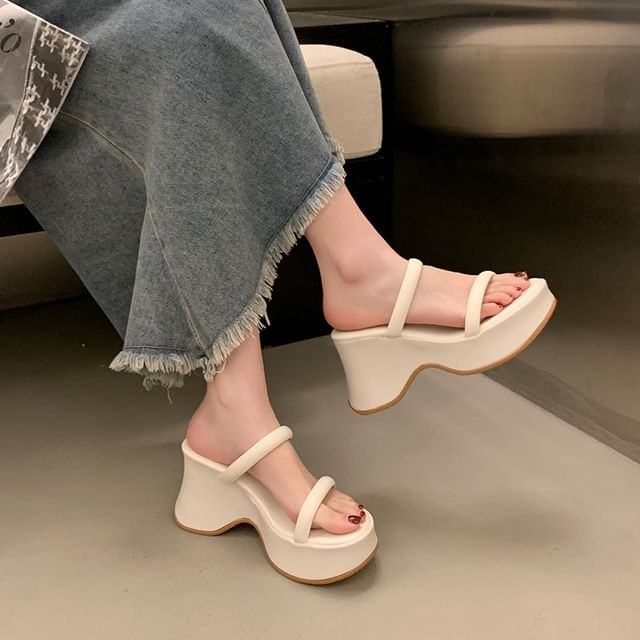 Vindler-Platform Wedge Heel Slide Sandals
