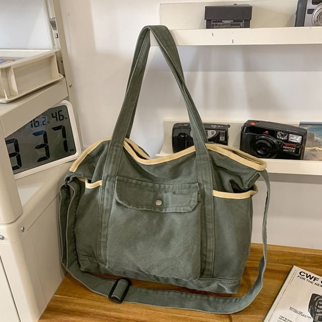 Melois-Canvas Pocketed Crossbody Bag