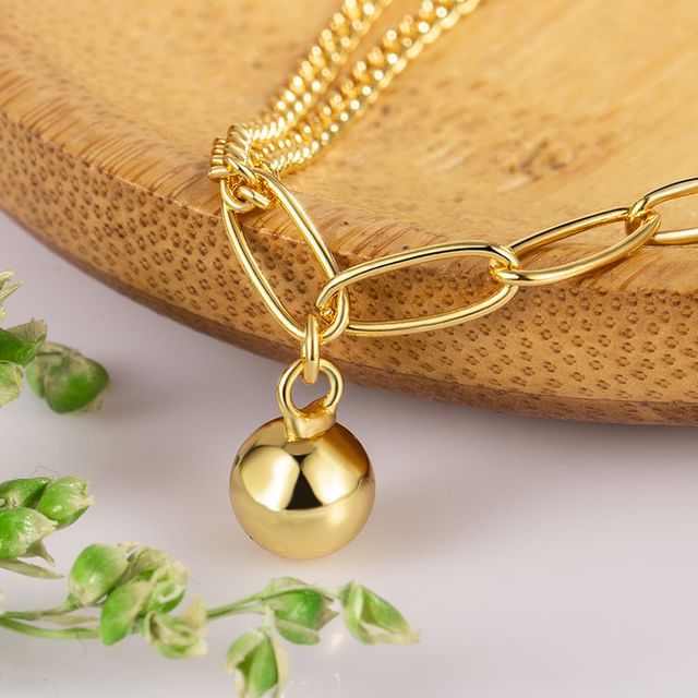 Forainer-Bell Pendant Asymmetrical Chain Anklet