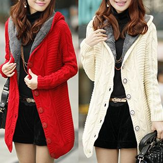 fleece lined hooded cardigan