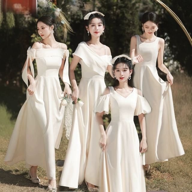DreesHouse-Plain Bridesmaid Evening Gown Various Designs
