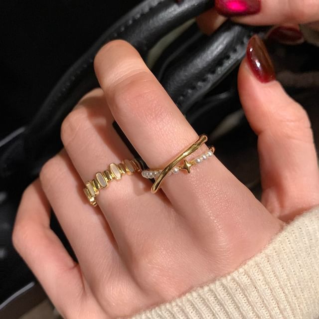 Fireflicka-Layered Faux Pearl Ring