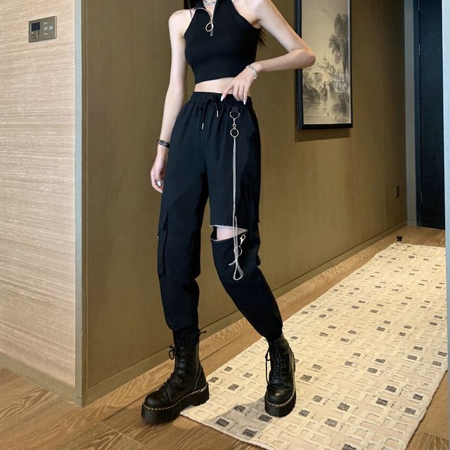 Robynn - Halter Neck Crop Top / Cargo Pants / Set | YesStyle