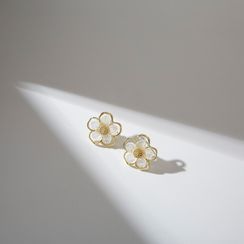 Gold Beam - Flower Ear Stud Earrings
