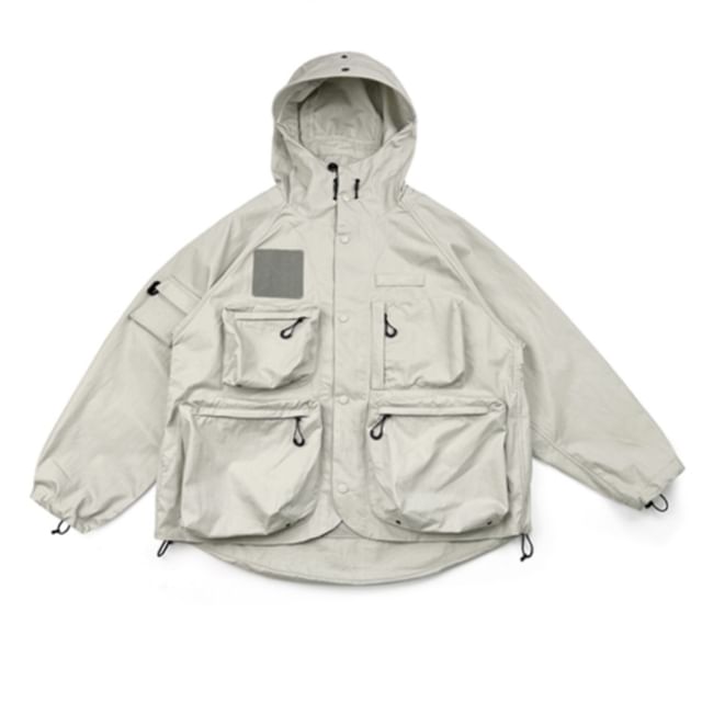 Zentrus-Hooded Plain Pocketed Zip Jacket
