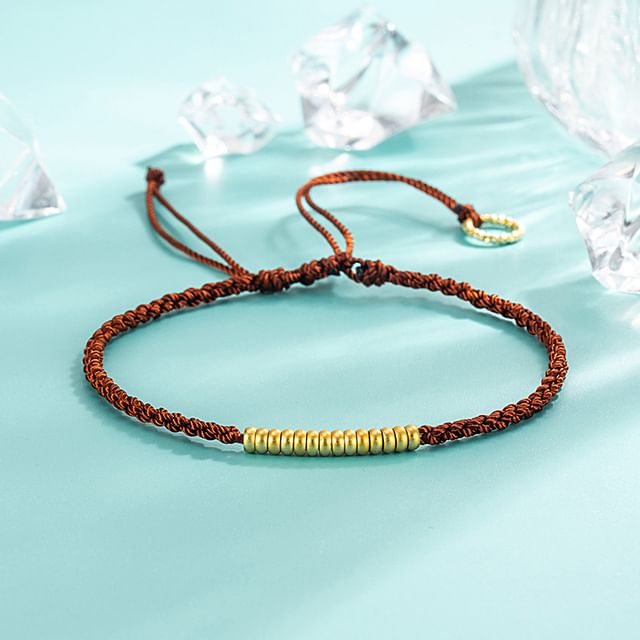 Forainer-Faux Gemstone Bead Braid String Bracelet