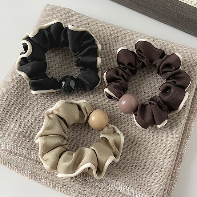 moliveny-Bead Piped Fabric Scrunchie Set