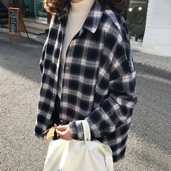 Rocho - 長袖寬鬆格子法蘭絨襯衫 Rocho - 長袖寬鬆格子法蘭絨襯衫