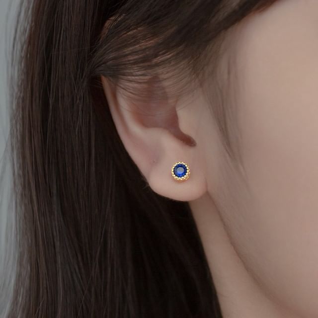 A-ROCH-925 Sterling Silver Rhinestone Stud Earring