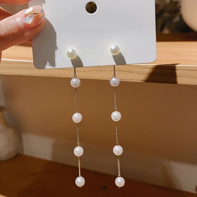 Seirios-Pendientes colgantes de perla de imitación