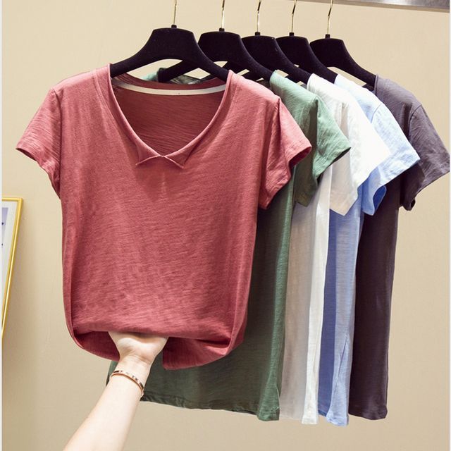 Everose-Plain Short-Sleeve T-Shirt