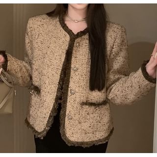 Kenning-V-Neck Fringed Crop Jacket