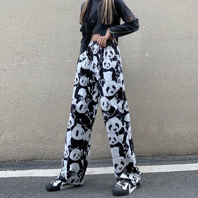 burden Exchangeable Body Sophia - Panda Print Wide-Leg Jeans | YesStyle