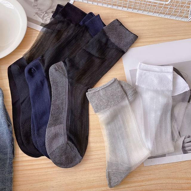 Mimiyu-Plain Sheer Socks Set