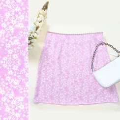 Pandaramma - High Waist Floral Print Mini A-Line Skirt