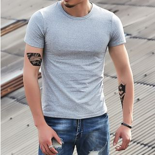 Wewewow-Plain Short-Sleeve T-Shirt