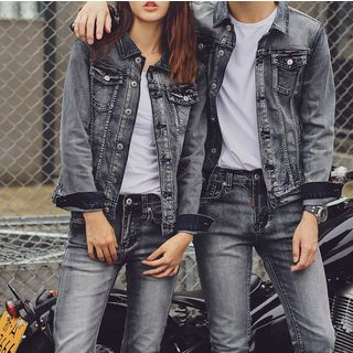 matching denim jacket and jeans