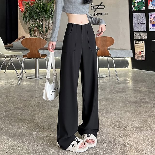 Jaqmine - Mid Rise Plain Wide Leg Dress Pants | YesStyle