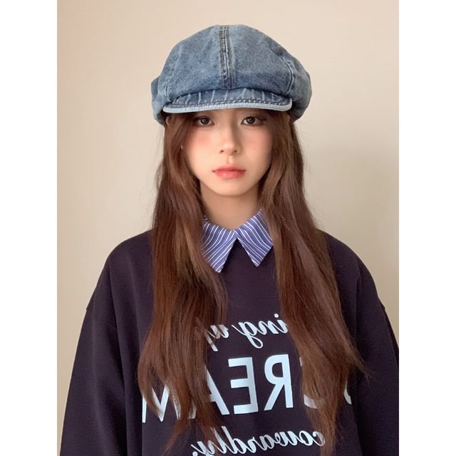 CIMAO-Denim Newsboy Cap